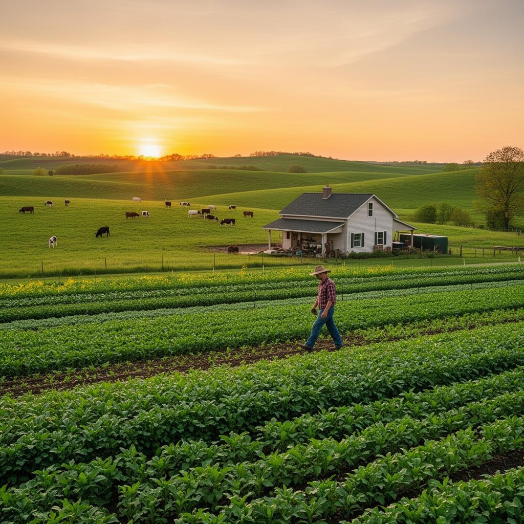 Family farm at sunset in Colorado's Grand Valley